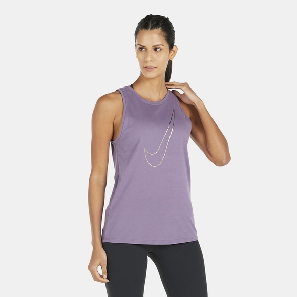 Nike Lavender Active Tank Top Gold Swoosh 2x Dri-Fit Femme - Picture 1 of 9